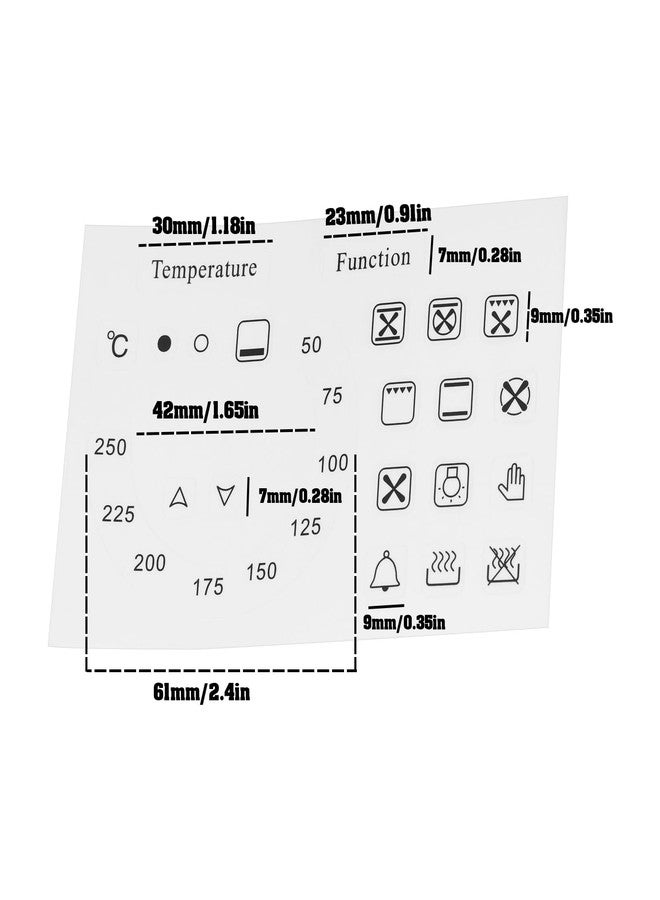 كريت آيديا مجموعة ملصقات قرص التحكم بدرجة حرارة الفرن ووظائفه من كرييت آيديا، 4 قطع، نطاق 50-250 درجة مئوية + 18 ملصقًا رمزيًا، بديل من الفينيل المصفح، شفاف مع طباعة سوداء - Image 4