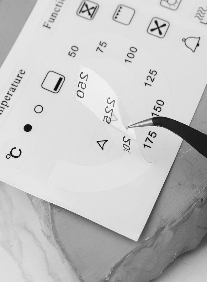 كريت آيديا مجموعة ملصقات قرص التحكم بدرجة حرارة الفرن ووظائفه من كرييت آيديا، 4 قطع، نطاق 50-250 درجة مئوية + 18 ملصقًا رمزيًا، بديل من الفينيل المصفح، شفاف مع طباعة سوداء - Image 5