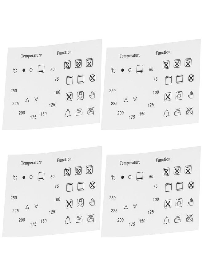 كريت آيديا مجموعة ملصقات قرص التحكم بدرجة حرارة الفرن ووظائفه من كرييت آيديا، 4 قطع، نطاق 50-250 درجة مئوية + 18 ملصقًا رمزيًا، بديل من الفينيل المصفح، شفاف مع طباعة سوداء - Image 1