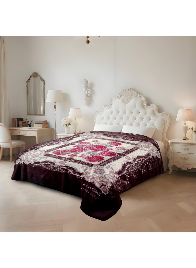 ستارجولد بطانية راشيل بريميوم 200×240 سم، تصميم 9، مكونة من طبقتين، فائقة النعومة والدفء، ثقيلة الوزن، منقوشة فاخرة، مناسبة للشتاء وجميع الفصول