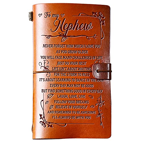 PRSTENLY Birthday Gift for Nephew To My Nephew Journal, 140 Page Refillable Journal Notebooks, Travel Diary Back to School Graduation Christmas Gift for Nephews from Aunt Uncle - Image 1