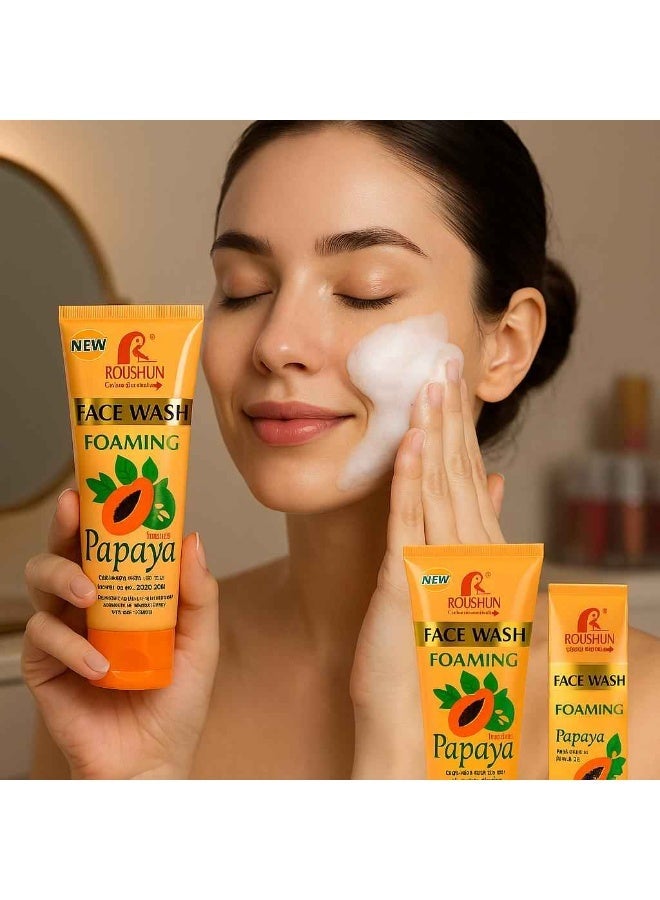 روشن Papaya Foaming Face Wash - Deep Cleansing & Brightening Facial Cleanser 100ml - Image 2
