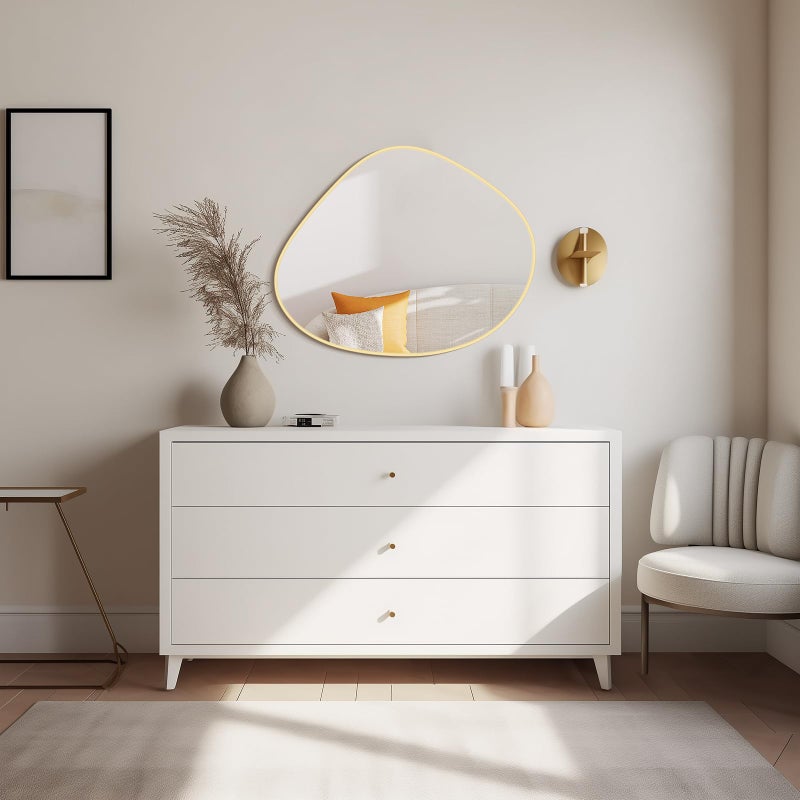 WallBeyond Asymmetrical Mirror, Irregular Wall Mirror for Bathroom, Abstract Wall Mirrors Decorative for Bedroom Living Room Entryway Hall, Mirrors for Wall Decor 28" H x 23" W, Gold - Image 4