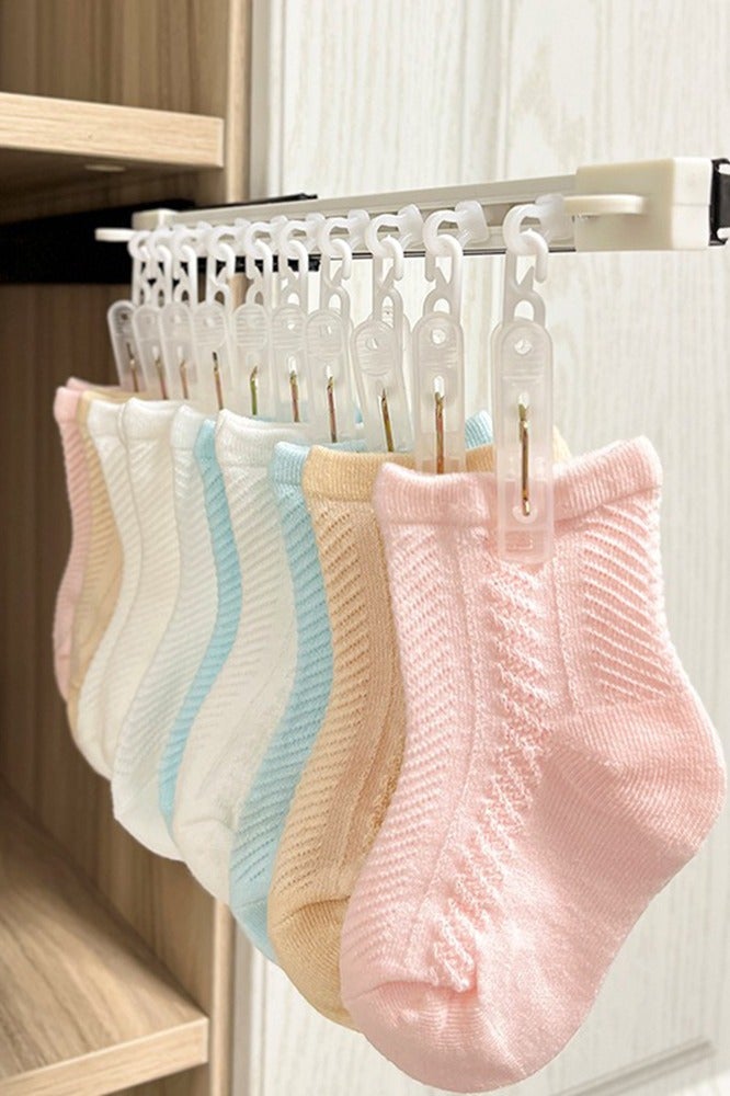 1pcs Self Adhesive Multi Functional Push-Pull Hats Storage Rack With 10 Clips Closet Save Space Socks Underwear Storage Hanging Hook Kitchen Kitchenware Organizer Tool  - Image 3