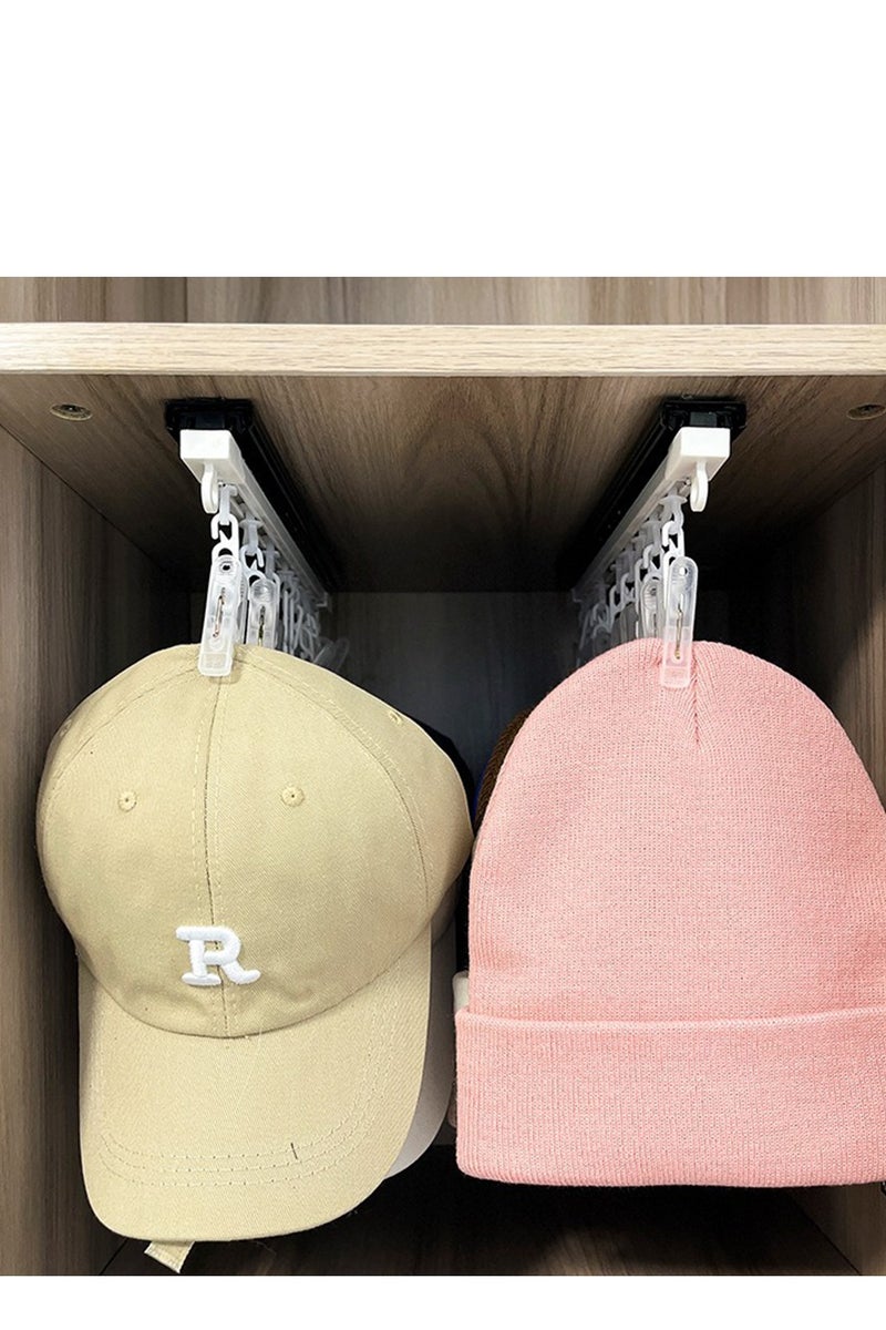 1pcs Self Adhesive Multi Functional Push-Pull Hats Storage Rack With 10 Clips Closet Save Space Socks Underwear Storage Hanging Hook Kitchen Kitchenware Organizer Tool  - Image 4