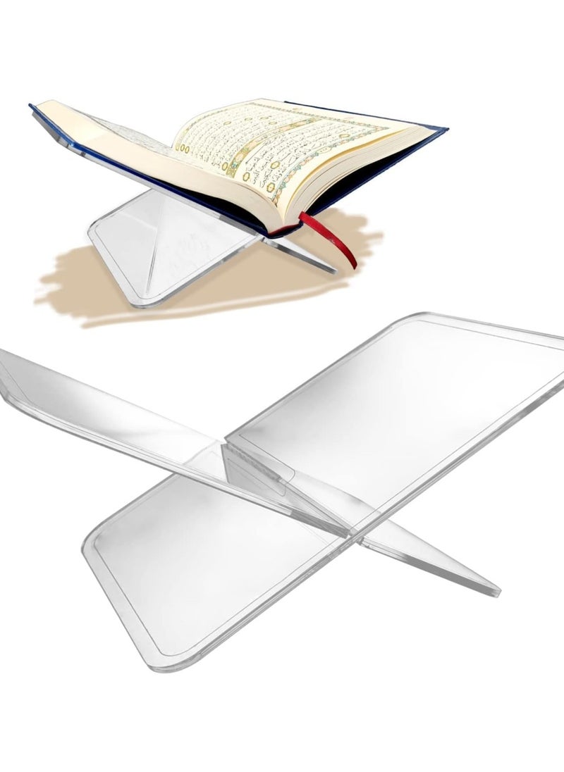 Zuleen - Acrylic Quran (Rail)Stand Holder for Reading X- shaped Clear Book Stand for Open and Closed Books - Image 1