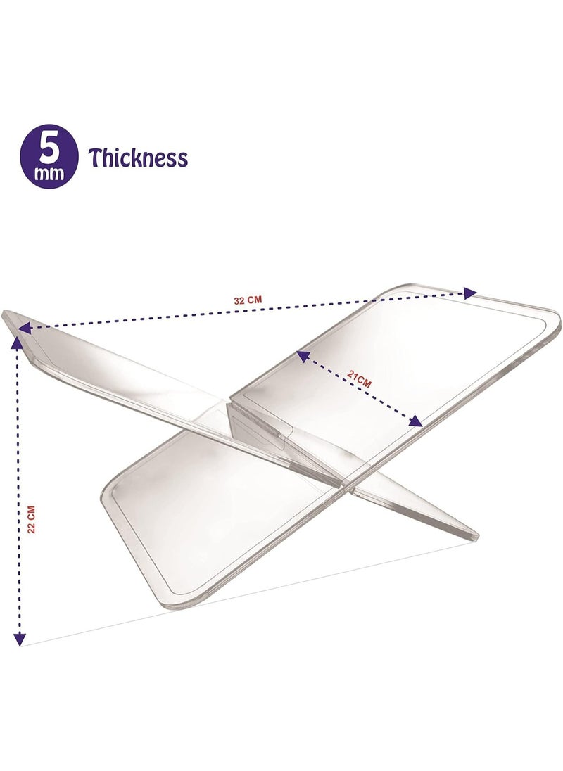 Zuleen - Acrylic Quran (Rail)Stand Holder for Reading X- shaped Clear Book Stand for Open and Closed Books - Image 1