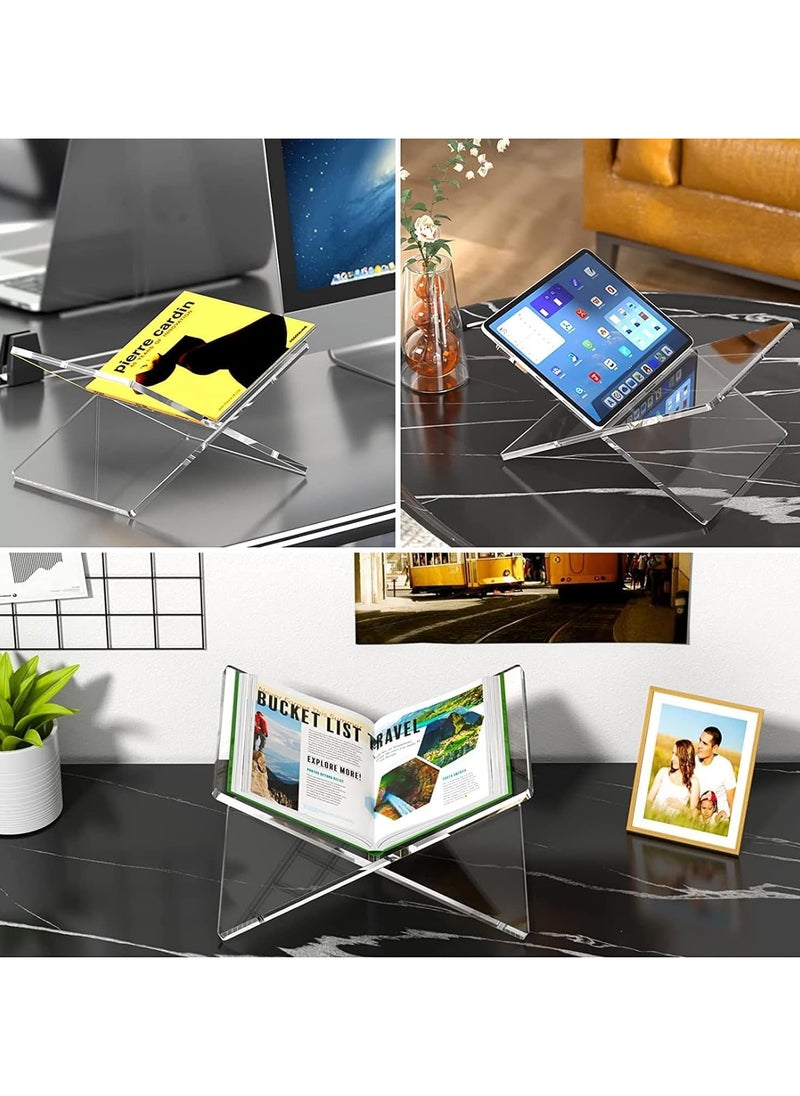 Zuleen - Acrylic Quran (Rail)Stand Holder for Reading X- shaped Clear Book Stand for Open and Closed Books - Image 1