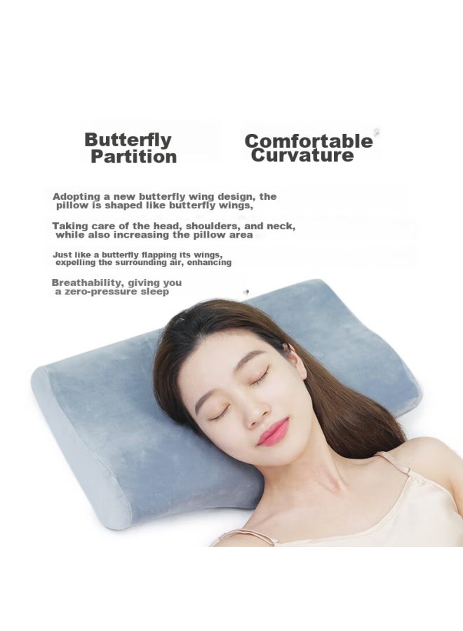 Aeromax Butterfly Memory Foam Pillow, Cervical Support, Low Rebound, Wing-shaped Pillow For Adults, Students, Dormitory, Single Bed Sleep Aid - Image 1