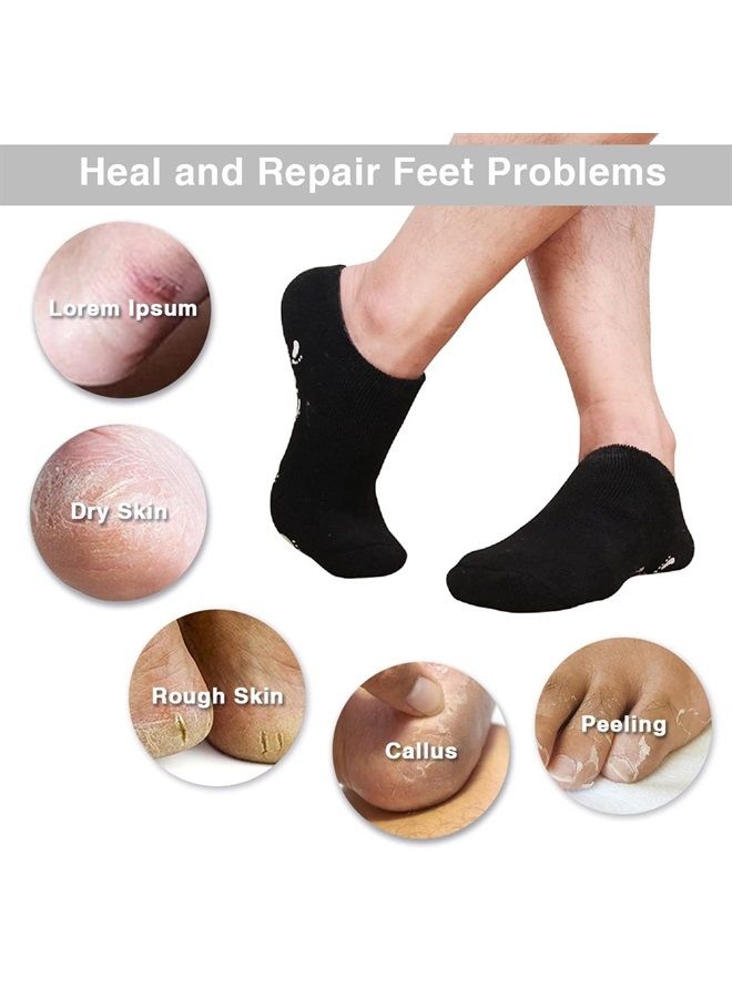 Codream Large Men's Moisturizing Gel Socks Men's Feet Care Ultimate Treatment for Dry Cracked Rough Skin on Feet Pack of 2 Pairs Black US Men 10-15 - Image 2