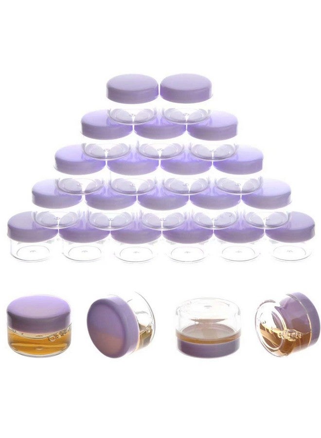 ZEJIA 5 Gram Sample Containers With Lids, Mini Makeup Containers, Empty Plastic Travel Cosmetic Containers With Labels(50 Count, Purple Lid) - Image 1