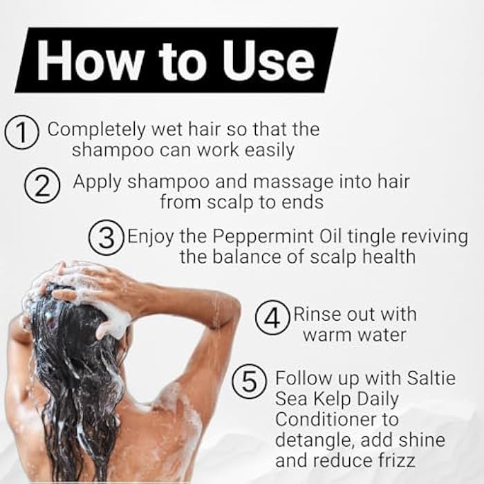 Saltie Hydrating Shampoo - Deep Moisture - Repairs and Bonds Dry Damage - Adds Shine - Reduces Frizz -No Sulfates, Parabens, Gluten, and Phthalates - No Artificial Color - Peppermint Leaf Oil - Image 4
