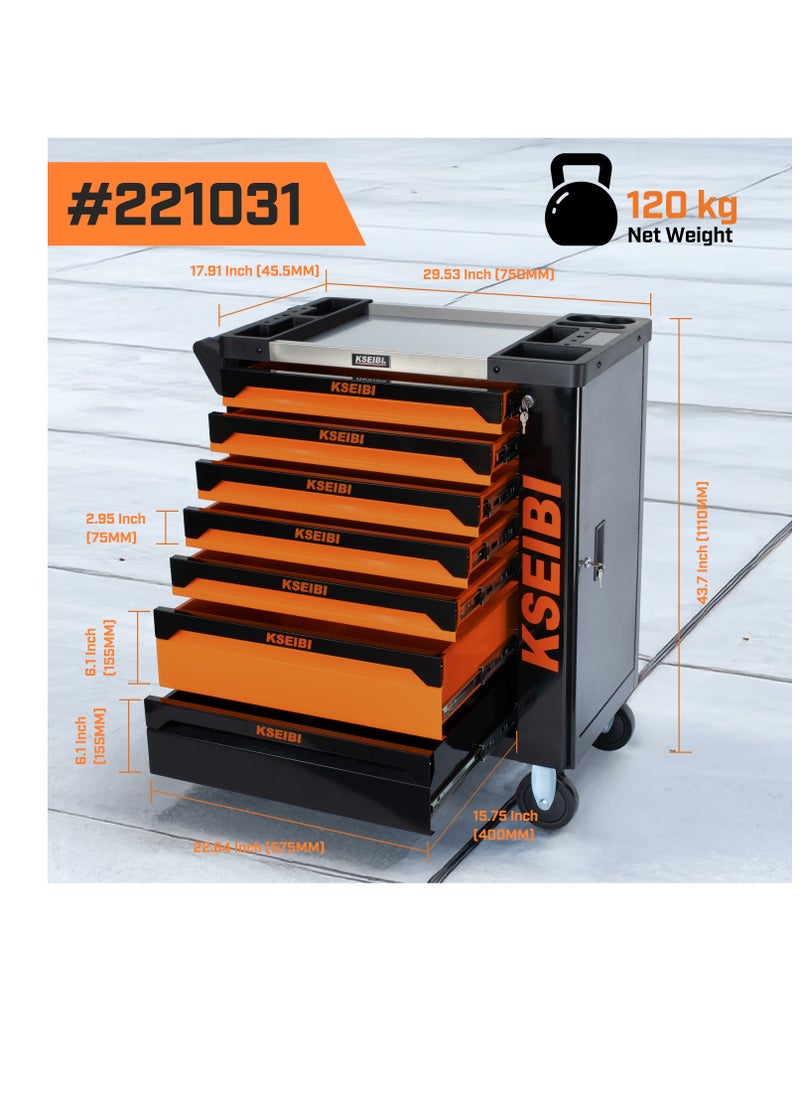 KSEIBI Heavy-Duty 7-Drawer Tool Cabinet with Lockable Storage & Smooth-Glide Wheels – Perfect for Garages, Workshops & Industrial Use  - Image 2