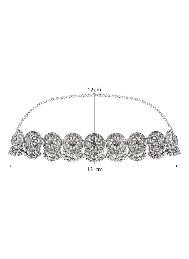 I Jewels - I Jewels Ethnic Silver Oxidised Traditional Embellished With Ghungroo Adjustable Boho Waist Chain/Belly Chain/Kamarband For Women (B050S) - Image 1