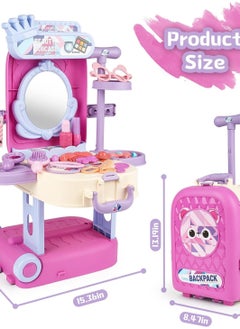 Generic 2 in 1 Makeup Table for Toddler Girls Vanity & Suitcase Set with Fashion Accessories Pretend Play Travel Suitcase Fashion Beauty Set for Girls  - Image 2