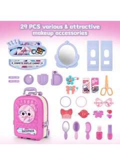 Generic 2 in 1 Makeup Table for Toddler Girls Vanity & Suitcase Set with Fashion Accessories Pretend Play Travel Suitcase Fashion Beauty Set for Girls  - Image 4