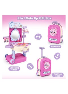 Generic 2 in 1 Makeup Table for Toddler Girls Vanity & Suitcase Set with Fashion Accessories Pretend Play Travel Suitcase Fashion Beauty Set for Girls  - Image 5