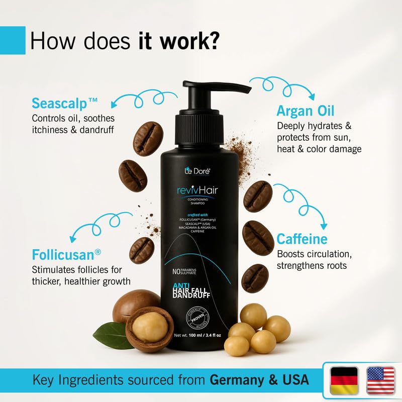 Le Dore RevivHair Conditioning Shampoo | With Macadamia, Argan & Onion Oil (100ml) - Image 3