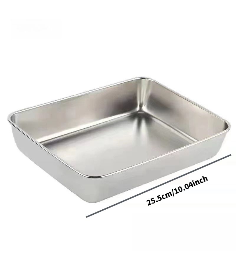 2pcs Household Stainless Steel Serving Platters Thickened Style For Desserts Cold Dishes And Appetizers With Tiramisu Platter And Free Sealing Fresh Keeping Container - Image 2