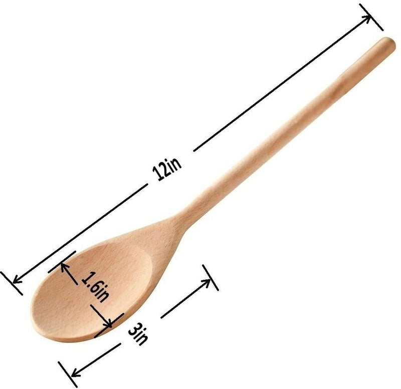 Roundsquare Kitchen Wooden Spoons Mixing Baking Serving Utensils Puppets 12 inch - Set of 24 ROUNDSQUARE - Image 2