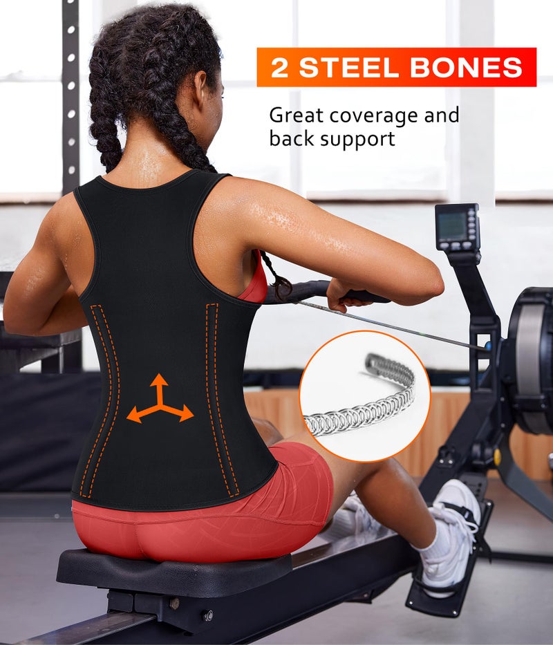 Junlan Waist Trainer for Women - Sauna Suit Sweat Vest Waist Trimmer for Working Out(Blue,Medium) - Image 4