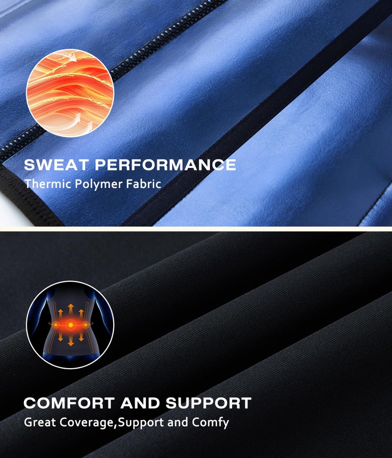 Junlan Waist Trainer for Women - Sauna Suit Sweat Vest Waist Trimmer for Working Out(Blue,Medium) - Image 2