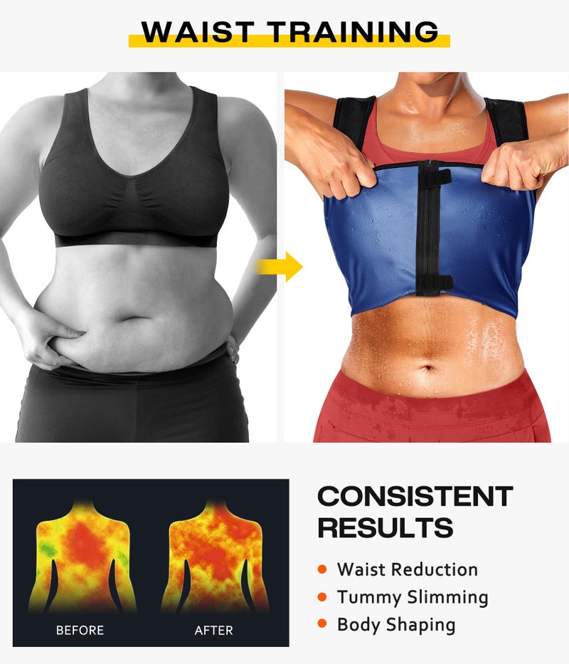 Junlan Waist Trainer for Women - Sauna Suit Sweat Vest Waist Trimmer for Working Out(Blue,Medium) - Image 5