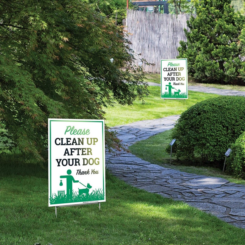 Sigo Signs Please Clean Up After Your Dog Thank You Sign, (2 Pack) Double Sided 9x12 Inches, Corrugated Plastic with Metal H Stake, Made in USA - Image 3