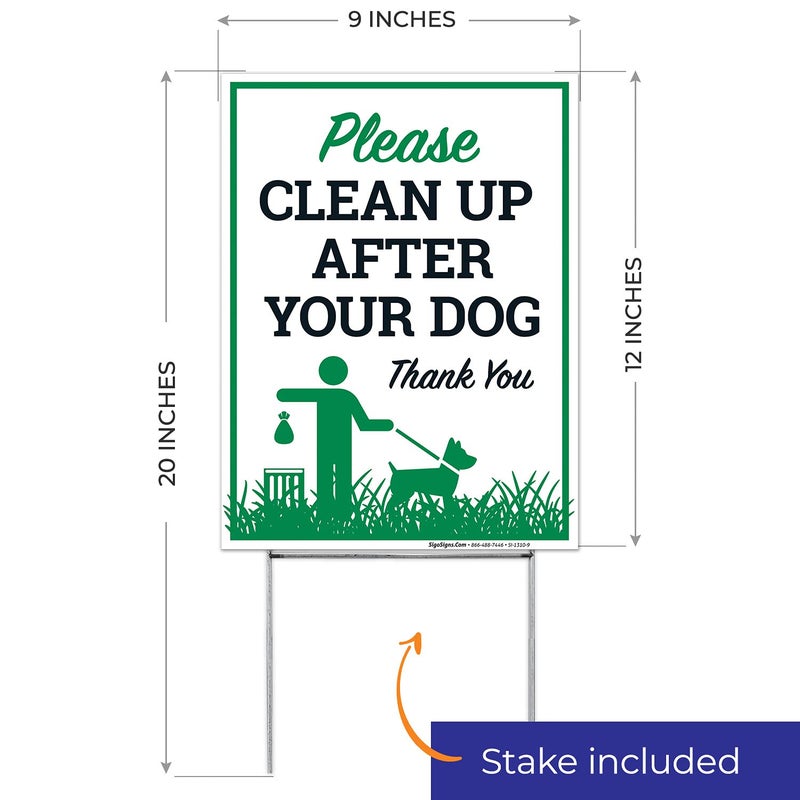 Sigo Signs Please Clean Up After Your Dog Thank You Sign, (2 Pack) Double Sided 9x12 Inches, Corrugated Plastic with Metal H Stake, Made in USA - Image 5