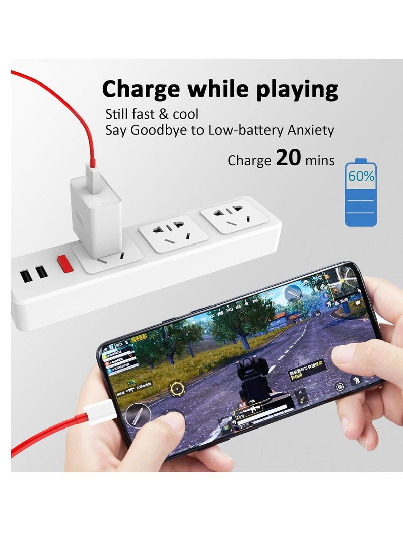 شاحن 80 واط لهواتف Oneplus 15 14 13 12 12R 11 10 برو شاحن SuperVooc Warp لهواتف Oneplus 9 برو 10T 10R 8T 8 شاحن سريع 80 واط مع محول طاقة لهواتف One Plus Oppo Realme مع كابل USB C بطول 3 أقدام - Image 4