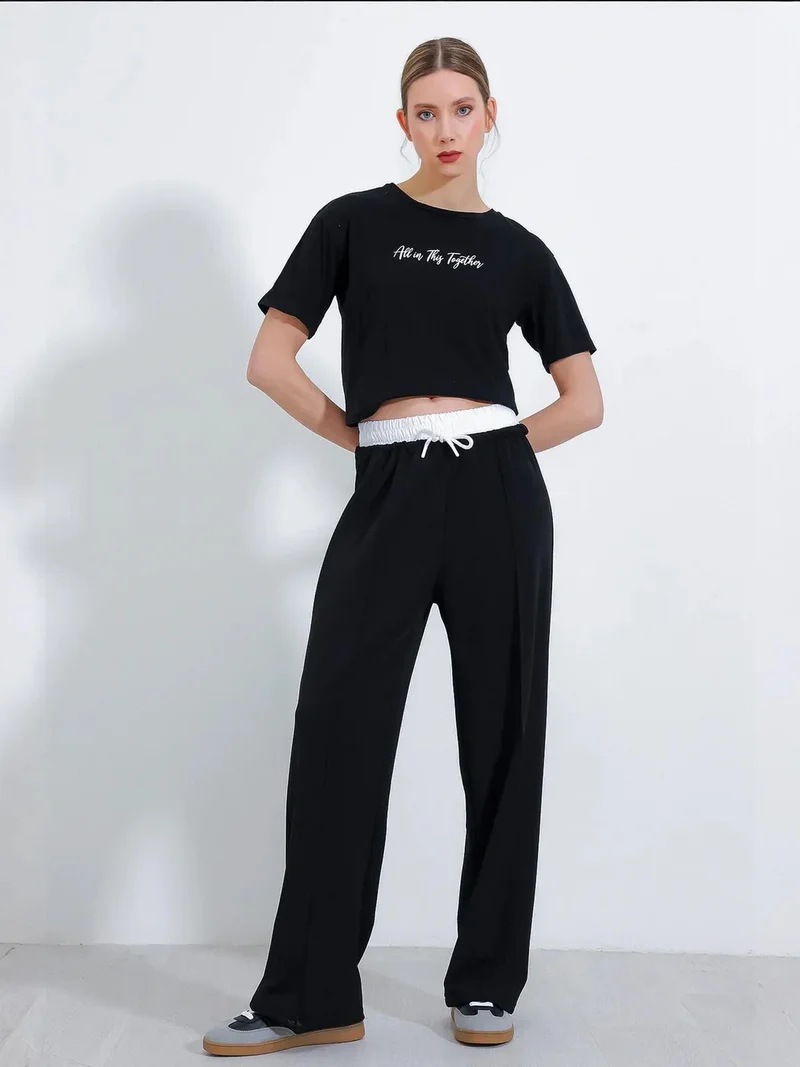 بيغ دارت BDART Textured Cropped Wide Leg Jogger Pants