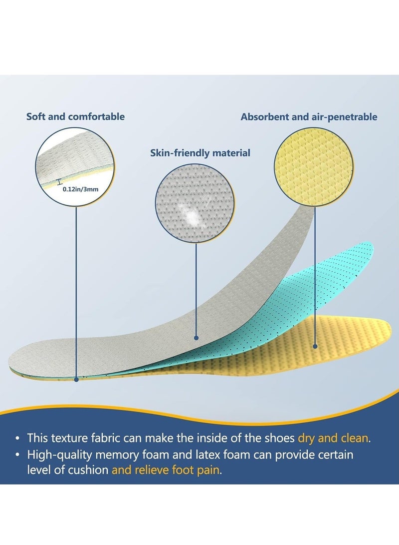 Captaintech Shoe Inserts, Barefoot Thin Shoe Insoles Three-Layer Latex Foam Memory Foam Insoles, Cuttable and Washable, Replacement Inserts for Men 4-10 Women 5-12  3Black+3Gray - Image 2