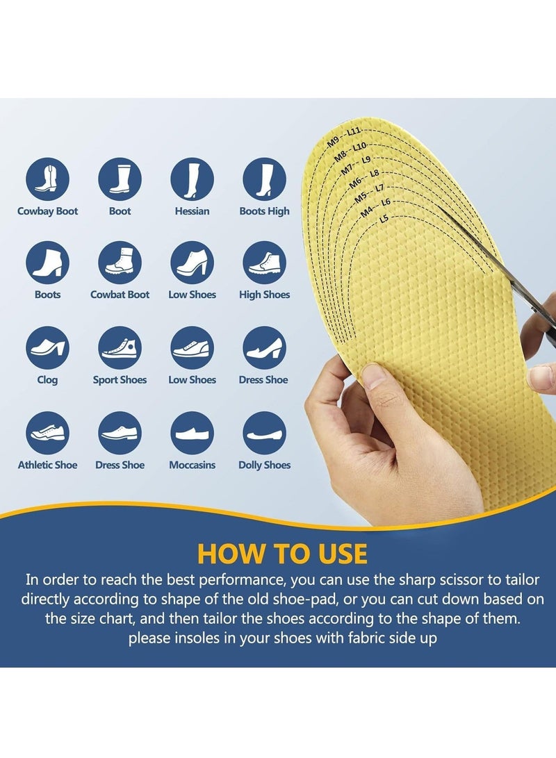 Captaintech Shoe Inserts, Barefoot Thin Shoe Insoles Three-Layer Latex Foam Memory Foam Insoles, Cuttable and Washable, Replacement Inserts for Men 4-10 Women 5-12  3Black+3Gray - Image 4