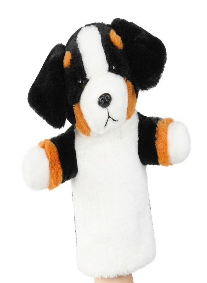 JUSTQUNSEEN Plush Dog Hand Puppet for Children Educational Pretend Play Animal Puppet for Storytelling Classroom Theater Party Gift for Toddlers Bernese Mountain Dog - Image 1