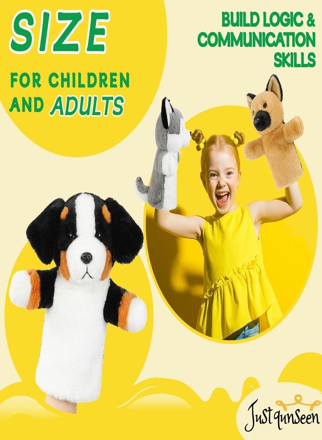 JUSTQUNSEEN Plush Dog Hand Puppet for Children Educational Pretend Play Animal Puppet for Storytelling Classroom Theater Party Gift for Toddlers Bernese Mountain Dog - Image 3