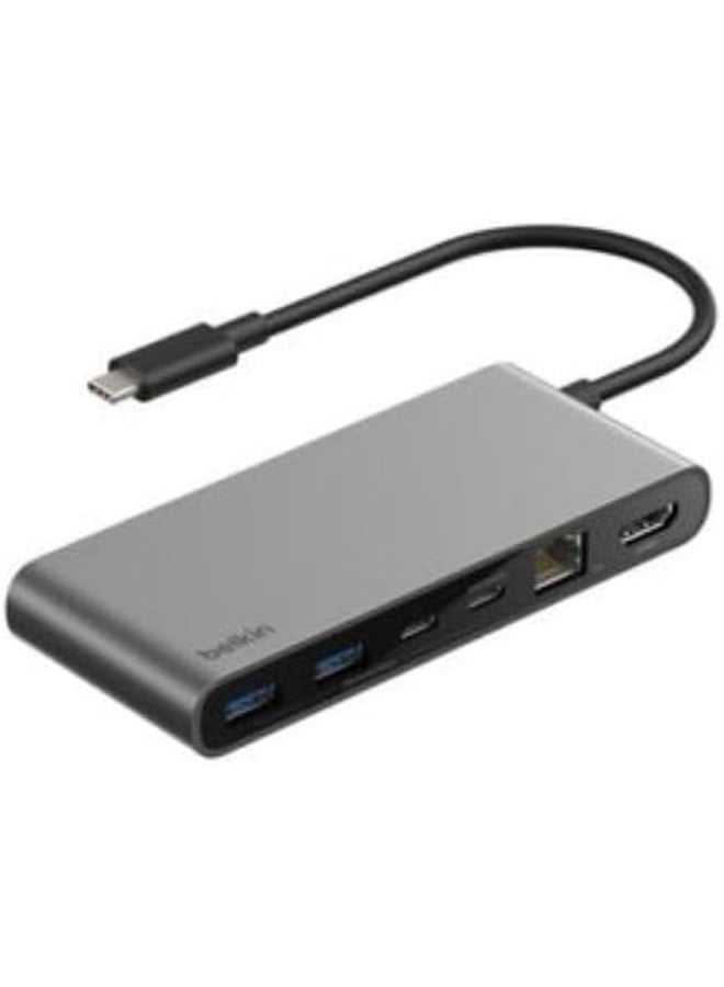 بيلكين محور USB C بثمانية منافذ، يدعم العرض بدقة تصل إلى 4K@60Hz - يعمل مع ماك، ويندوز، وكروم بوك - 100 واط PD مع سرعات نقل بيانات تصل إلى 10 جيجابت في الثانية و Ethernet بسرعة 2.5 جيجابت في الثانية - رمادي - Image 4