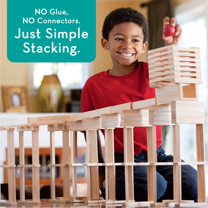 MindWare KEVA Contraptions, Wooden Blocks Building Set, Marble Run Kit, Includes 2 Balls - 400 Planks - Image 3
