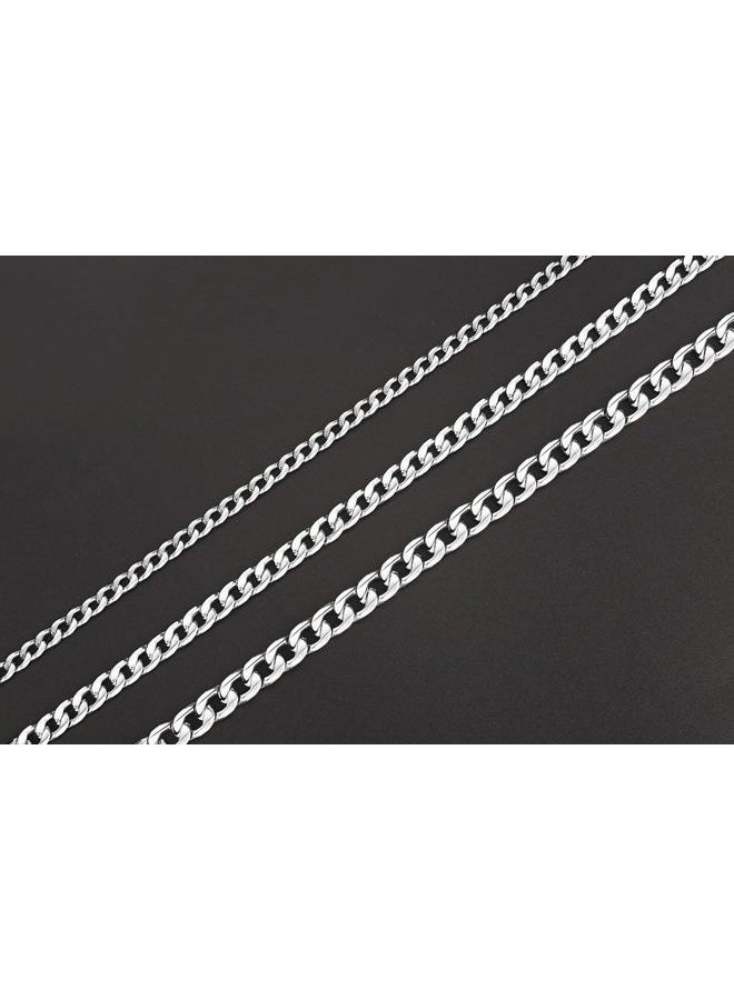 FOSIR Stainless Steel Cuban Link Curb Chain Necklace for Men Silver/18k Gold Plated Flat Diamond Cut Chains, 5mm 7mm 9mm Width, 18 Inches, Metal - Image 5