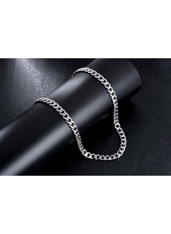 FOSIR Stainless Steel Cuban Link Curb Chain Necklace for Men Silver/18k Gold Plated Flat Diamond Cut Chains, 5mm 7mm 9mm Width, 18 Inches, Metal - Image 4