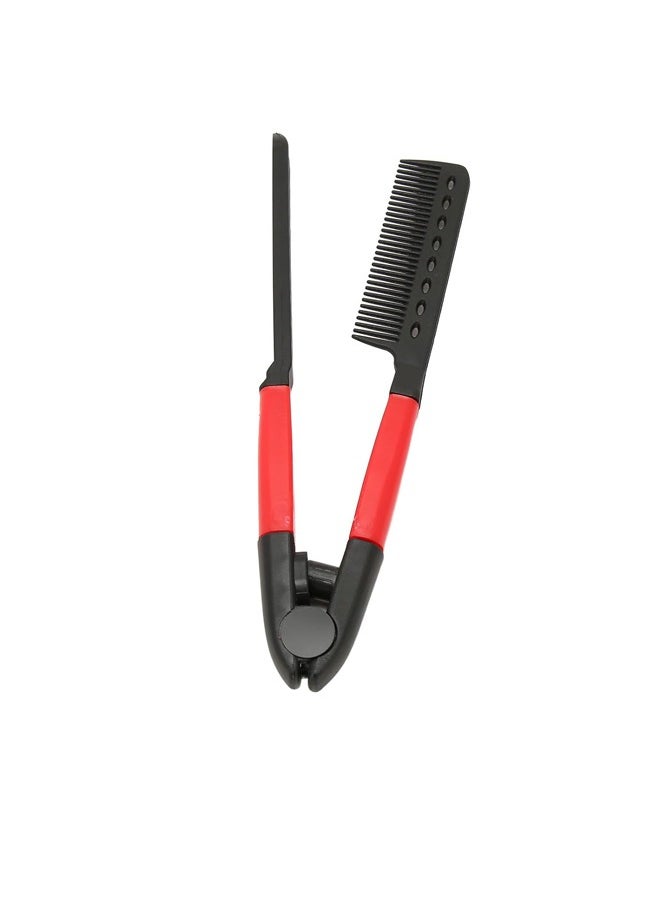 Generic Flat Iron Straightening Comb,Folding Flat Comb Salon Hair Brush Comb Hairdressing Styling Hair Straightener,Hair Styling Comb Styling Comb V-Shaped Straightening Comb For Knotty Hair  - Image 1