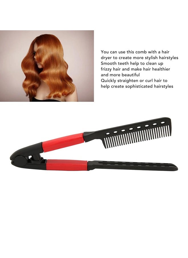 Generic Flat Iron Straightening Comb,Folding Flat Comb Salon Hair Brush Comb Hairdressing Styling Hair Straightener,Hair Styling Comb Styling Comb V-Shaped Straightening Comb For Knotty Hair  - Image 5