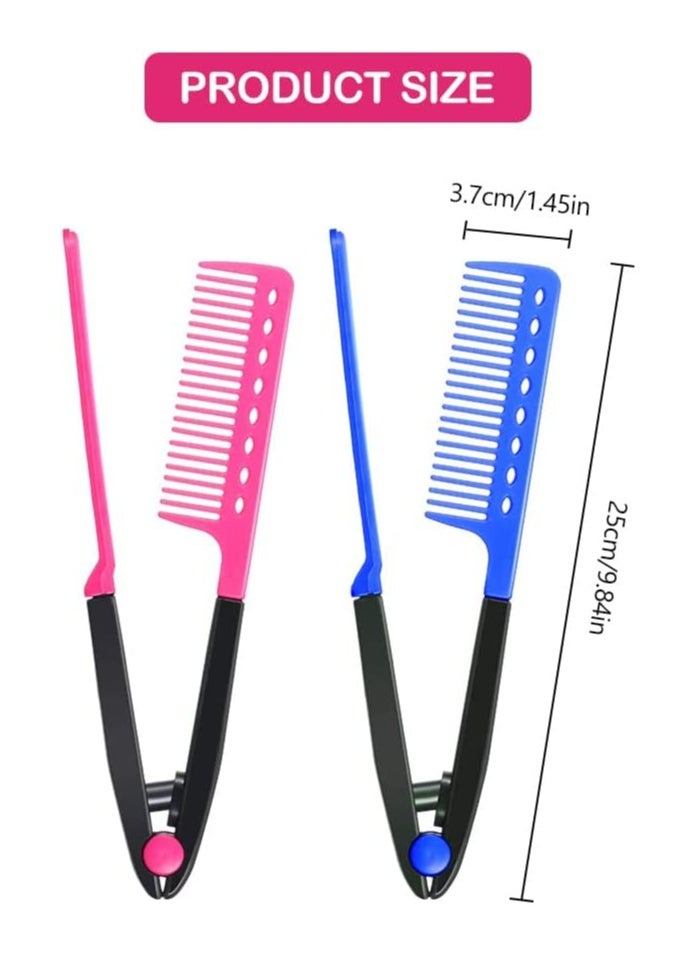 Generic Flat Iron Straightening Comb,Folding Flat Comb Salon Hair Brush Comb Hairdressing Styling Hair Straightener,Hair Styling Comb Styling Comb V-Shaped Straightening Comb For Knotty Hair  - Image 3