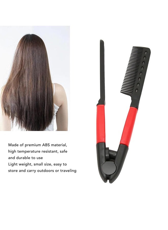 Generic Flat Iron Straightening Comb,Folding Flat Comb Salon Hair Brush Comb Hairdressing Styling Hair Straightener,Hair Styling Comb Styling Comb V-Shaped Straightening Comb For Knotty Hair  - Image 2