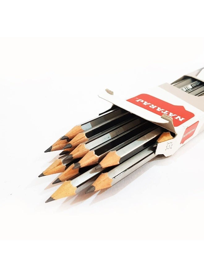 NATARAJ Silver 2B Pencils with Rubber and Sharpener 12-Pieces - Image 2