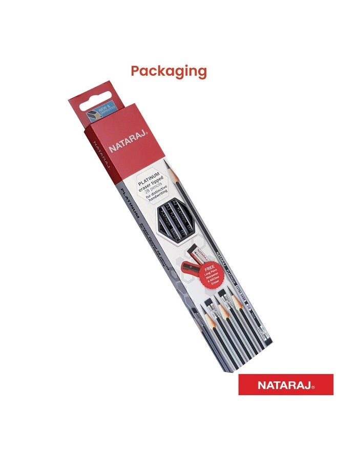NATARAJ Silver 2B Pencils with Rubber and Sharpener 12-Pieces - Image 3