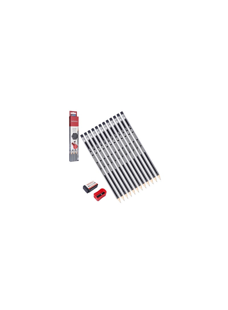NATARAJ Silver 2B Pencils with Rubber and Sharpener 12-Pieces - Image 4
