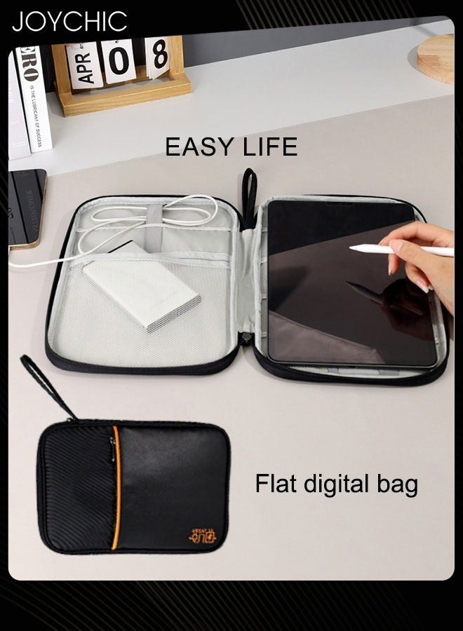 Joychic iPad Storage Bag Anti-collision Data Cable Carry Case Moisture-proof Power Bank Travel Portable Headphone Storage Organizer for Women Men Outdoor Black  - Image 2