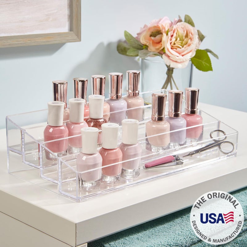 STORi Multi-Level Nail Polish Bottle Holder | Clear Plastic Organizer Rack for up to 40 Nail Polish Bottles, Rectangular 4 Tiered Vanity Display Stand for Makeup and Eyeshadow Palettes | Made in USA - Image 2