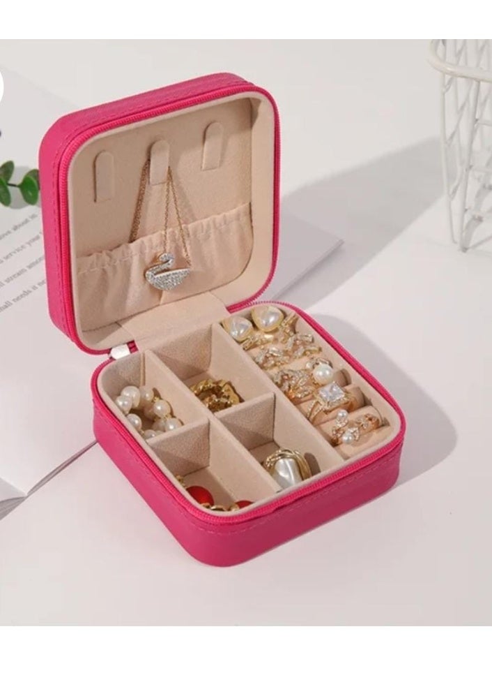 Elegant Fuchsia Accessory Organizer – Multi-pocket for Hanging Jewelry and Accessories."