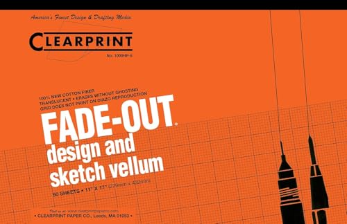 Clearprint 11" x 17" 1000H Design Vellum Pad with Printed Fade-Out 8x8 Grid, 16 lb., 100% Cotton, 50 Sheets, 1 Each - Image 1